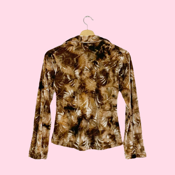 SKEA SHIMMIES BROWN TIE DYE VELVET TOP (S)