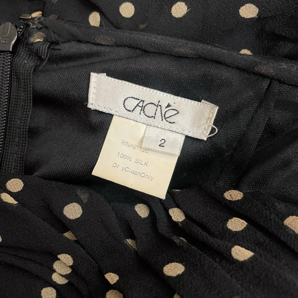 BLACK + TAN RUCHED SILK MIDI DRESS (2)