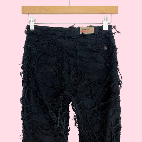 Black Stringy Textured Jersey Capris (S)