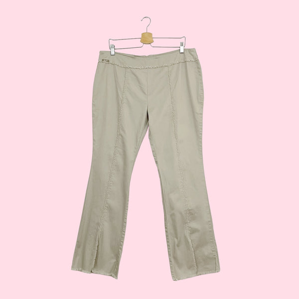 TAN BOOTCUT PANTS W/ FRAYED SEAMS (18)