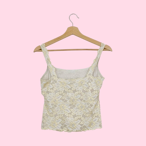 WHITE + CREAM LACE TANK TOP (S)