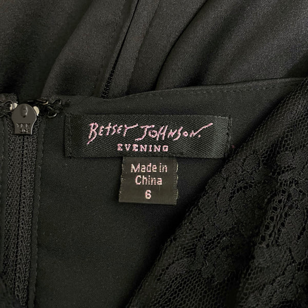 BETSEY JOHNSON EVENING BLACK RUCHED MIDI DRESS (6)