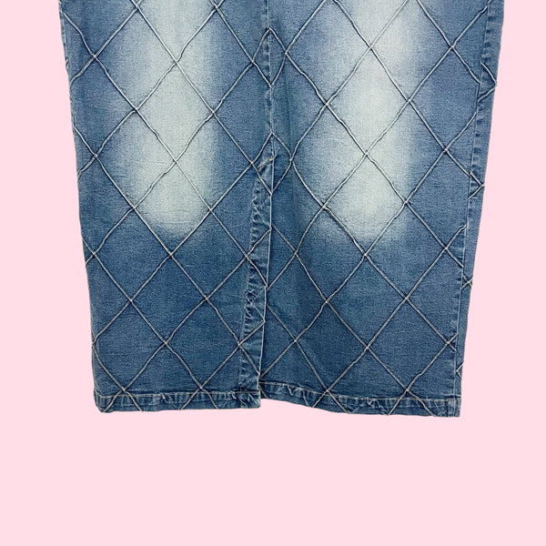 PATCHWORK DENIM MAXI SKIRT (22W)