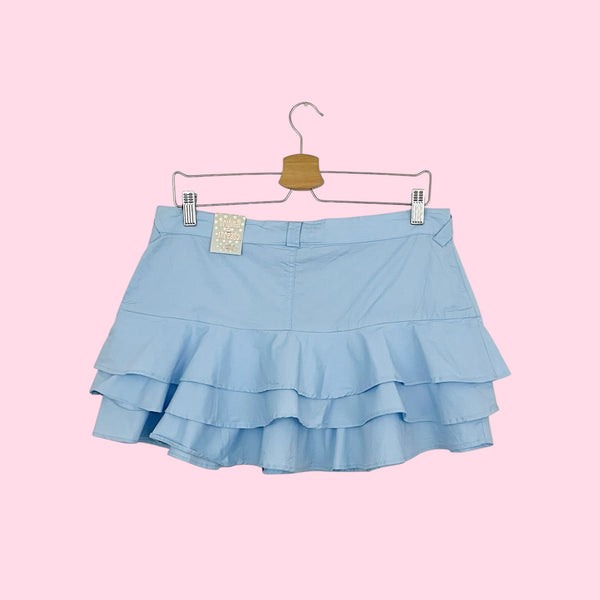 LIGHT BLUE RUFFLE MINI SKIRT (L)