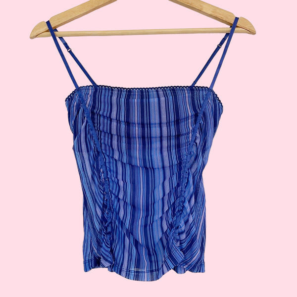 STRIPED RUCHED MESH TANK (S)
