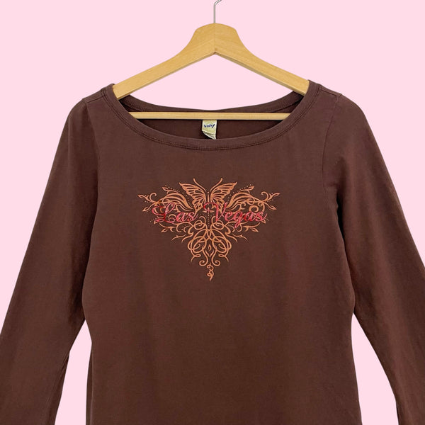 Y2K LAS VEGAS BUTTERFLY T-SHIRT (L/XL)