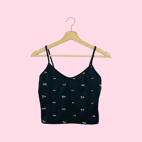 FLORAL EMBROIDERED TANKINI TOP (M)