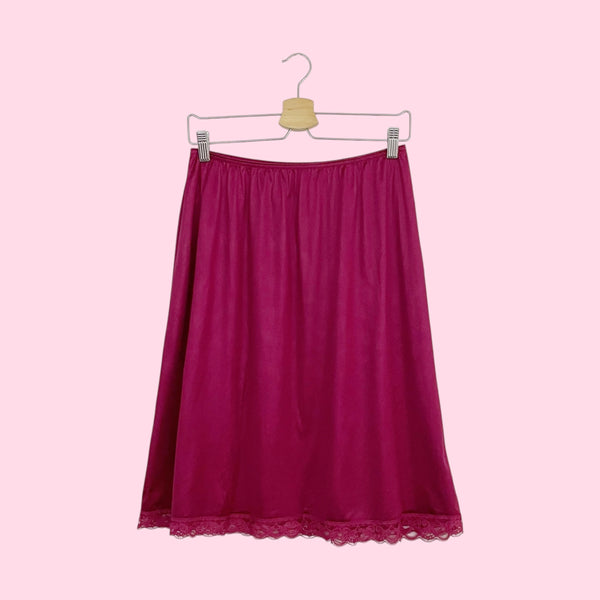 80S BURGUNDY SLIP SKIRT (L)