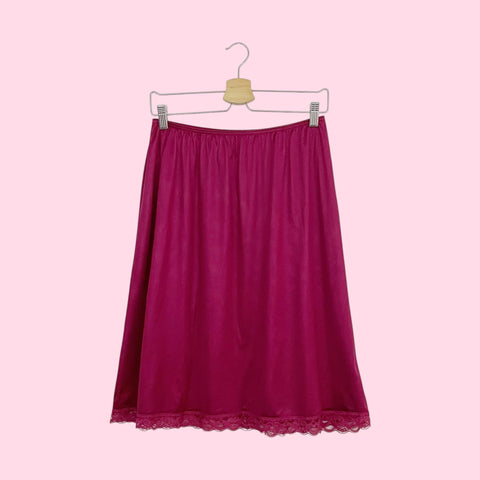 80S BURGUNDY SLIP SKIRT (L)