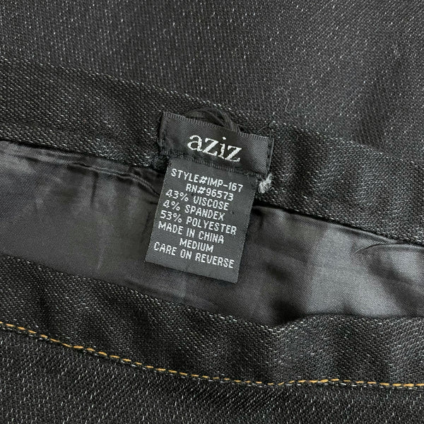 DARK 'DENIM' BEADED FLORAL CUT OUT MIDI SKIRT (S/M)