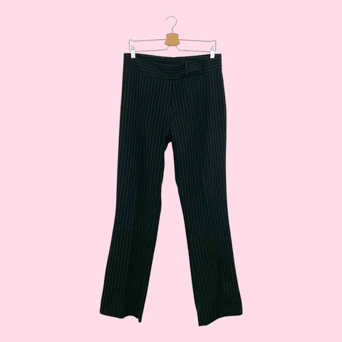 BLACK PINSTRIPE LOW RISE OFFICE PANTS (XL)