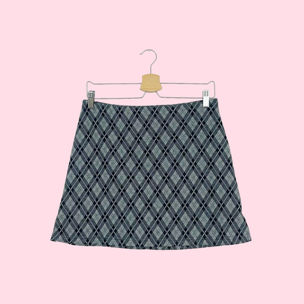 PLAID KNIT MINI SKIRT (L)