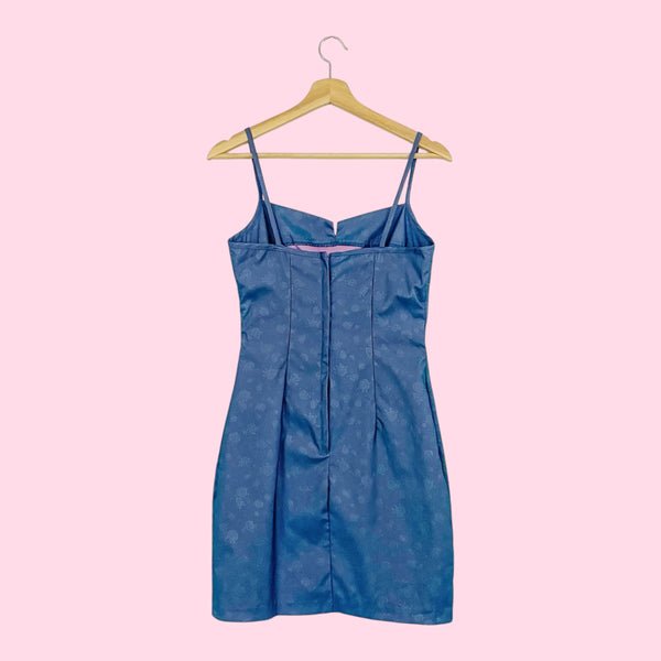 TWO TONE IRIDESCENT FLORAL MINI DRESS (S)