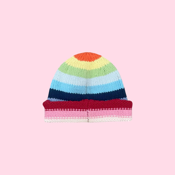 Y2K Gap Rainbow Striped Beanie (L/XL)