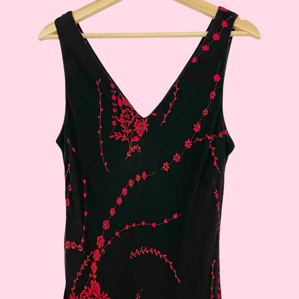 BLACK + RED BEADED MAXI DRESS (14)