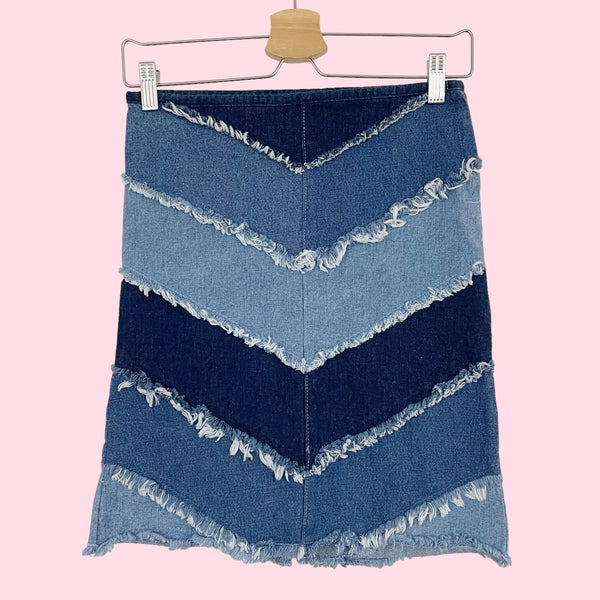 DENIM PATCHWORK SKIRT (XXS)