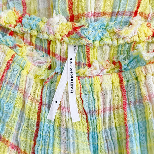 ANTHROPOLOGIE PLAID GUAZE MINI DRESS (S)