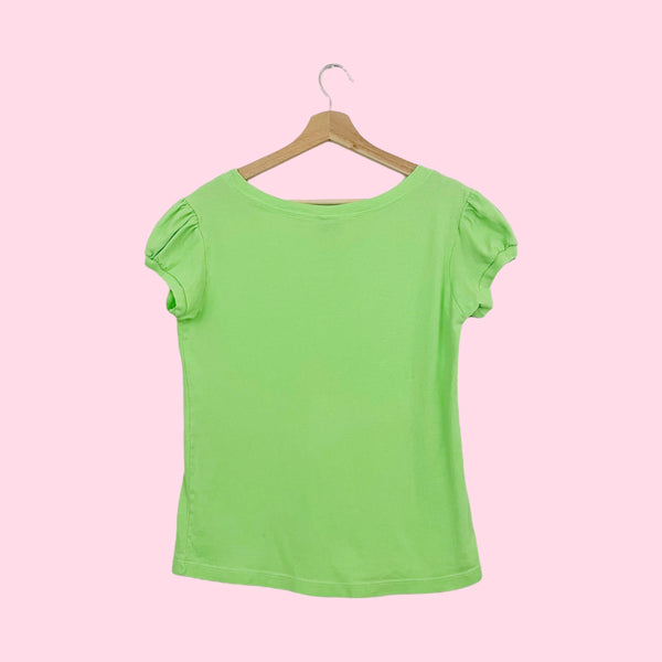 LIME LOVE GRAPHIC PUFF SLEEVE TEE (L)