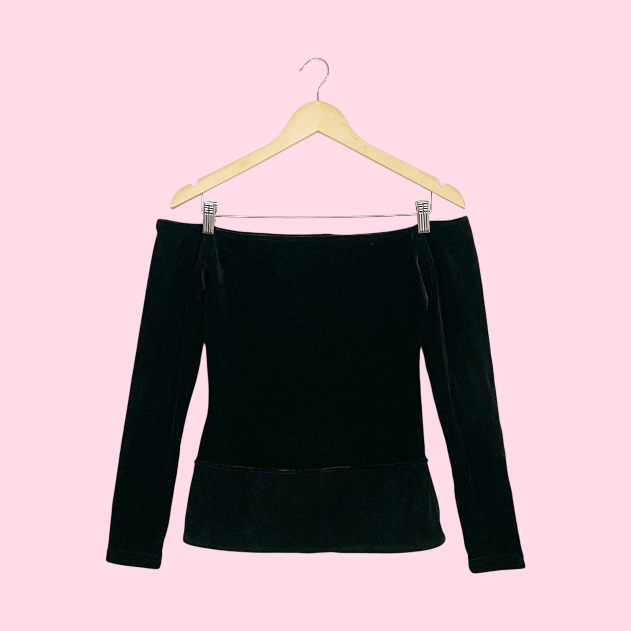 BLACK VELVET OFF THE SHOULDER TOP (M)