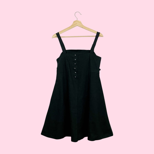 Funhouse NYC Black Goth Buckle Strap Dress W/ Velvet Panel (S)