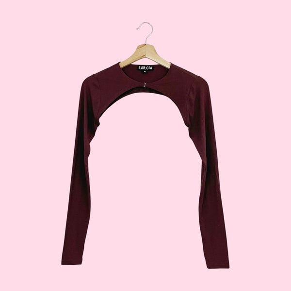 I.AM.GIA BROWN BOLERO MICRO CARDIGAN (M)