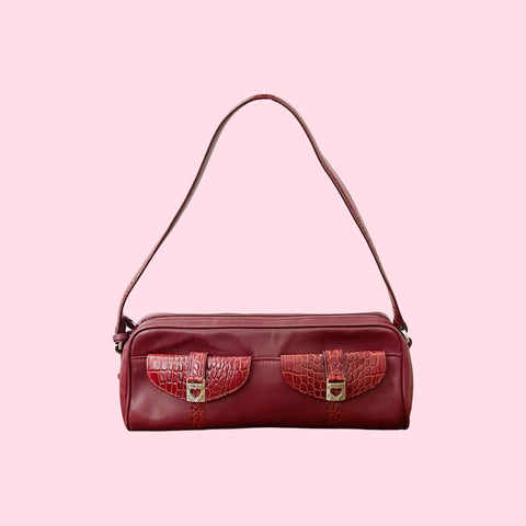 BRIGHTON BURGUNDY LEATHER BAGUETTE PURSE