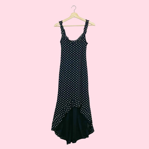 POLKA DOT MESH HIGH LOW DRESS (S)