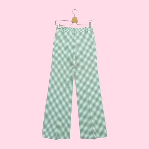 70S GREEN GINGHAM HIGH WAISTED BELLBOTTOMS (26)