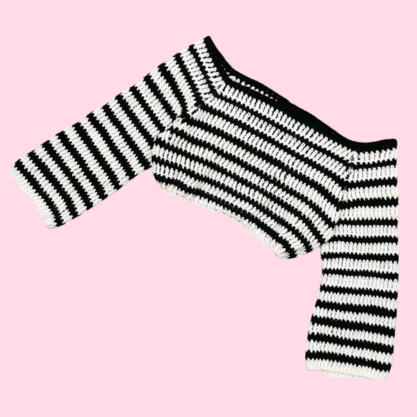 BLACK + WHITE STRIPED SWEATER (S/M)