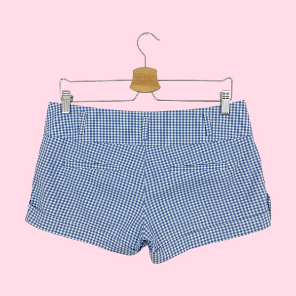 BLUE GINGHAM LOW RISE SHORTS (M)