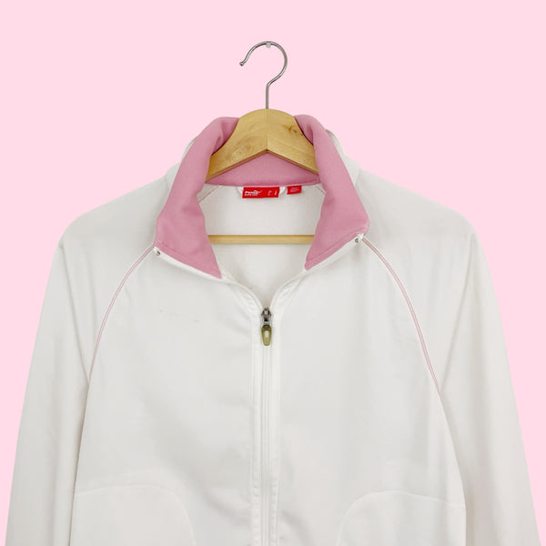 Y2K PUMA WHITE + PINK TRACK JACKET (S)