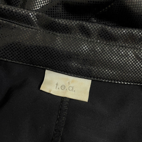 BLACK SHIMMER WET LOOK BLOUSE (S)