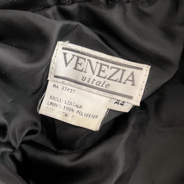 BLACK LEATHER BLAZER JACKET (L)