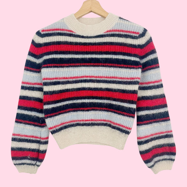 LITTLE MOON STRIPED MOHAIR BLEND SWEATER (XXS)