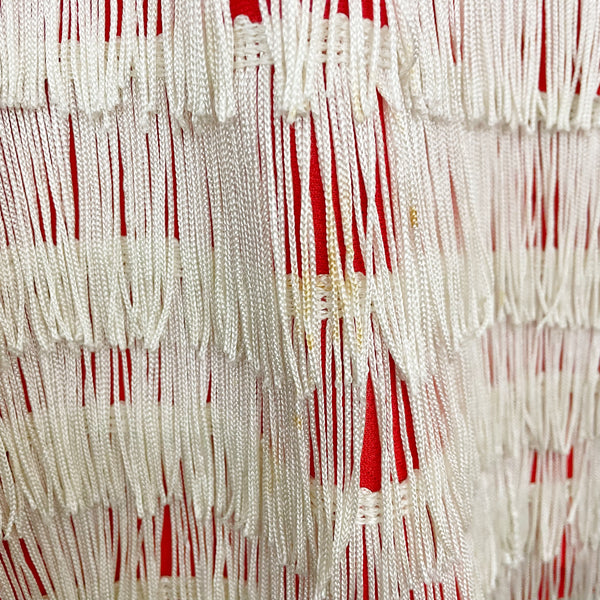 RED + WHITE FRINGE FLAPPER DRESS (S/M)