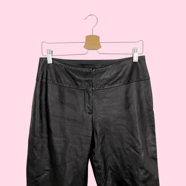 BLACK LEATHER BOOTCUT PANTS (8)