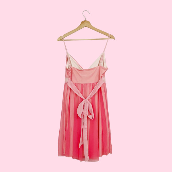 Y2K PINK MESH TIE BACK DRESS (M)