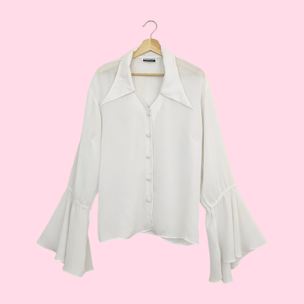 90s Contempo White Oversized Blouse (L)