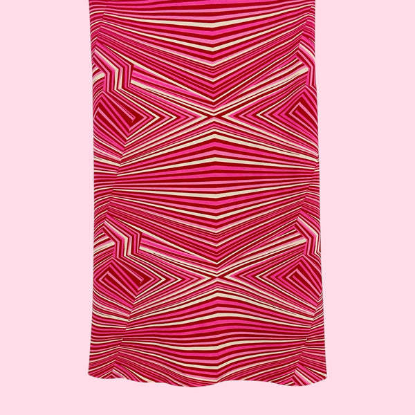 PINK GEOMETRIC STRIPED MIDI DRESS (XS/S)