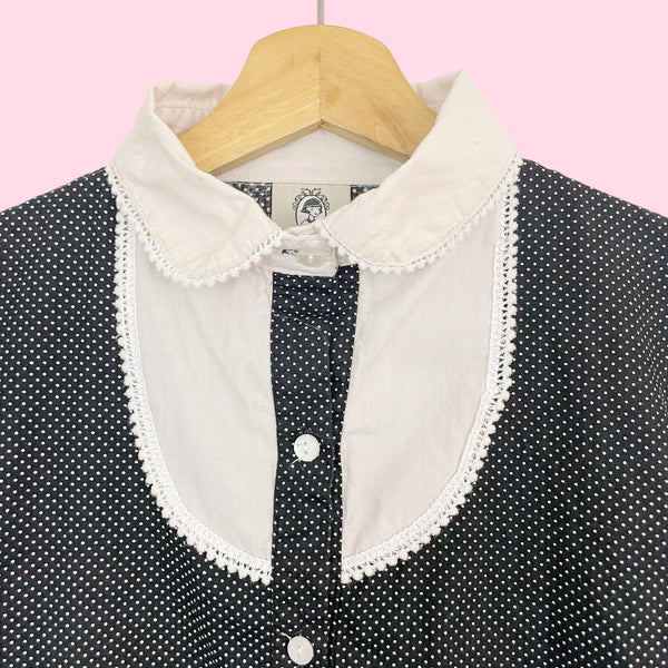 Black + White Polka Dot Blouse (S)
