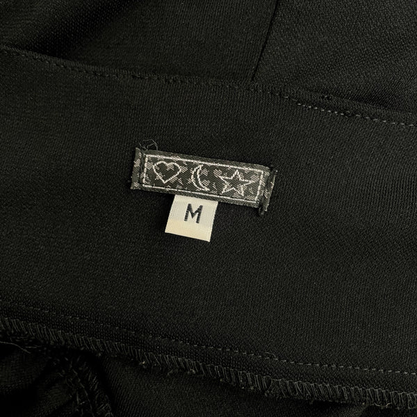 BLACK RUFFLE TIE STRAP MIDI DRESS (S/M)