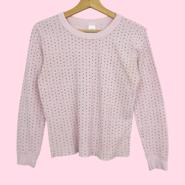 LIGHT PINK FLORAL THERMAL TOP (M)