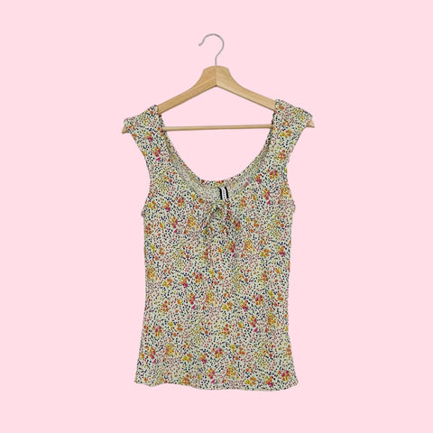 GREEN FLORAL PRINT TANK (M)