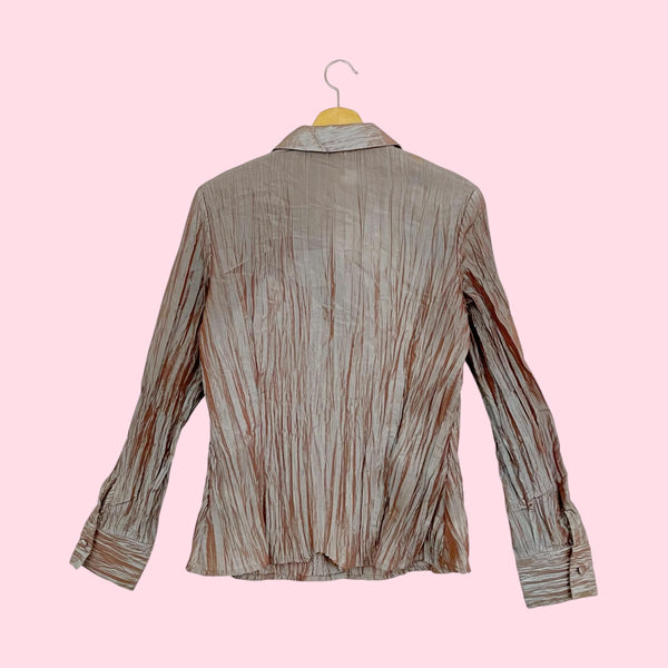 TWO TONE IRIDESCENT WRINKLE BLOUSE (L)