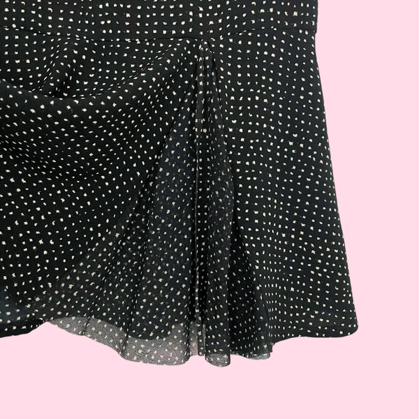 FUZZI BLACK + CREAM DOT MIDI SKIRT (31)