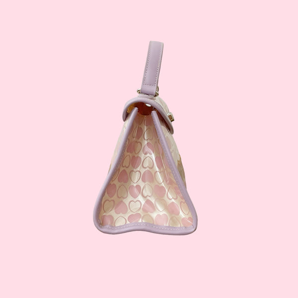 PASTEL HEART PRINT VINYL PURSE