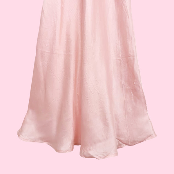 40s PINK SATIN LINGERIE DRESS (S)