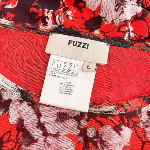 FUZZI FLORAL ASYMMETRICAL MESH TOP (L/XL)