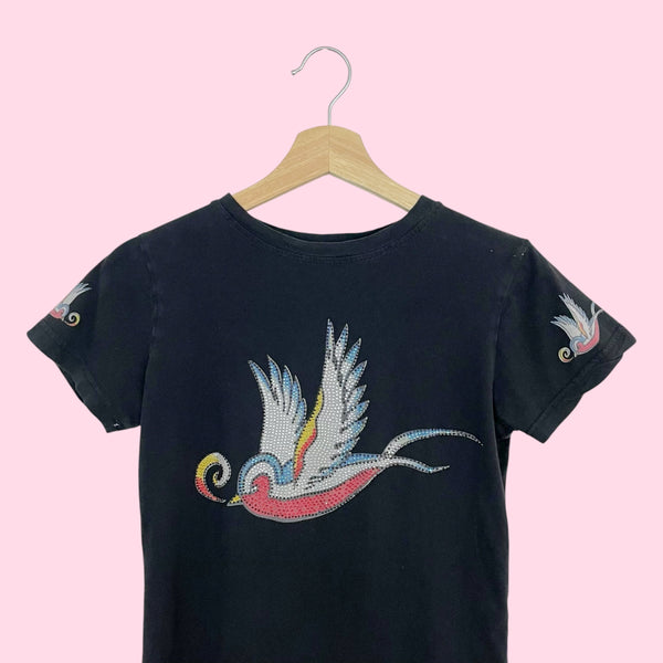 LA CULTURE RHINESTONE SWALLOW T SHIRT (M)
