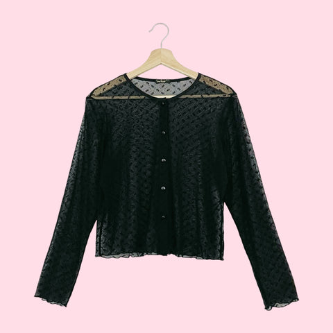 FLORAL MESH CARDIGAN TOP (M/L)